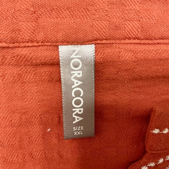 Noracora Women's Embroidered 3/4 Sleeve Tunic Blouse Orange XXL - Picture 6 of 11